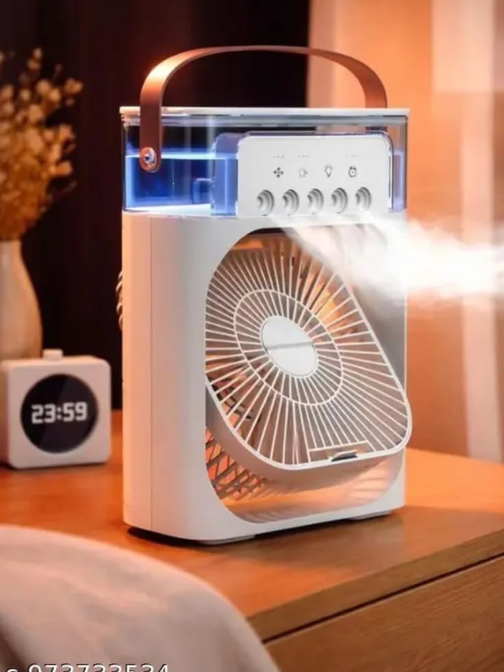 Portable Mini Air Cooler Fan with Water Cooling – 3-Speed USB Personal Air Cooler for Desk, Office & Bedroom | Compact Quiet Cooling Fan